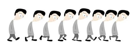 Sad man walking Illustrazione stock