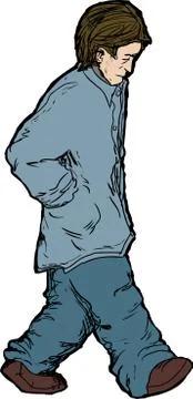 Sad Man Walking Stock Illustration