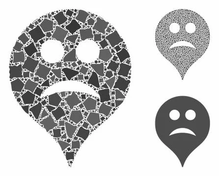 Sad map marker Mosaic Icon of Abrupt Pieces Illustrazione stock