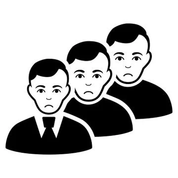 Sad Men Queue Black Icon Stock Illustration