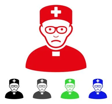 Sad Monastic Doctor Vector Icon Stock Illustration