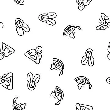 Sad mood emotion face vector seamless pattern 库存插图
