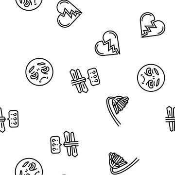 Sad mood emotion face vector seamless pattern Stock Illustration