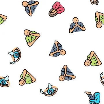 Sad mood emotion face vector seamless pattern Stock Illustration