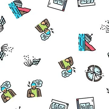 Sad mood emotion face vector seamless pattern Stock Illustration