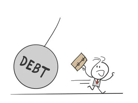 Sad Office Worker with a Big Debt Weight Stock Illustration