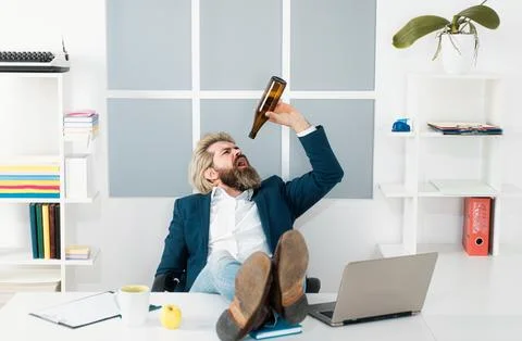 Sad office worker desperate about unfair dismissal losing job. Depressed Stock Photos