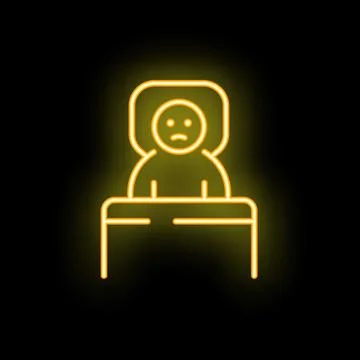 Sad office worker sitting at desk neon sign Stock Illustration