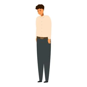 Sad office worker standing with his head down looking depressed Stock Illustration