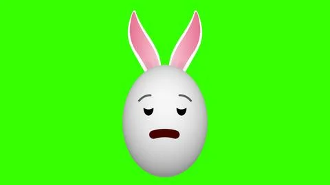 Sad or unhappy expression bunny egg on green screen animation Stock Illustration
