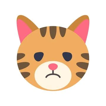 Sad orange tabby cat face emoji icon Stock Illustration