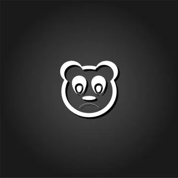 Sad panda icon flat. Stock Illustration