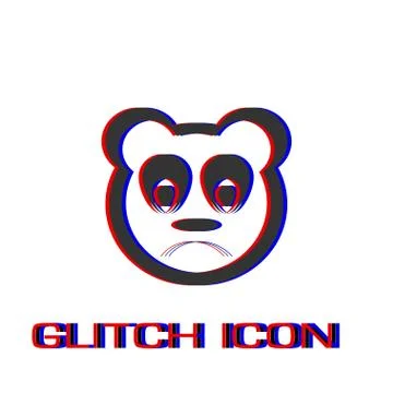 Sad panda icon flat. Stock Illustration