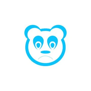 Sad panda icon flat. Stock Illustration