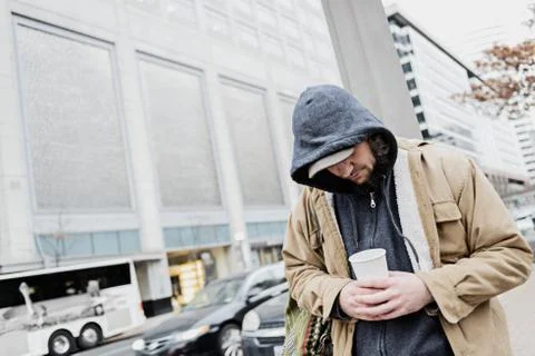 Sad Panhandler Portrait Stock Photos