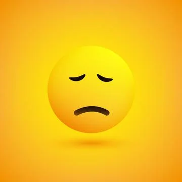 Sad Pensive Face - Emoticon - Vector Design Stock Illustration