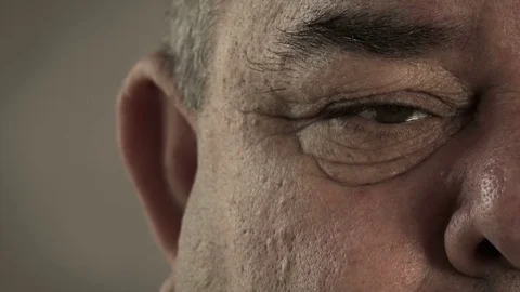 Sad pensive man half face portrait Stock Footage 72401256