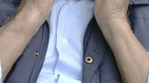Sad pensive old man sitting lonely in his garden: retired wrinkled man  Stock Footage 68761823
