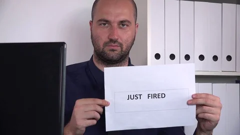 Sad pensive young business people job worker in the office just fired depressed Stock Footage