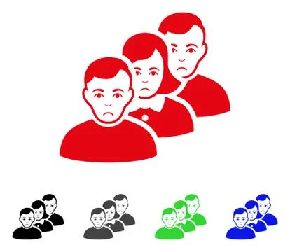 Sad People Queue Vector Icon Stock Illustration