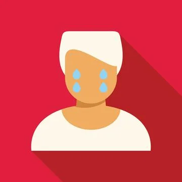Sad person crying with tears falling down face 库存插图
