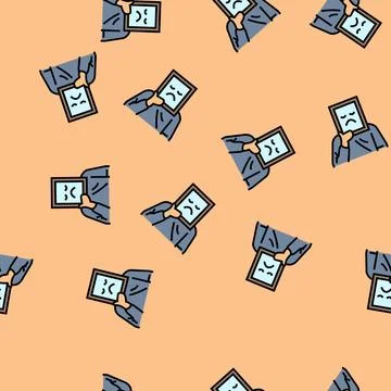 Sad person mood vector seamless pattern Stock Illustration