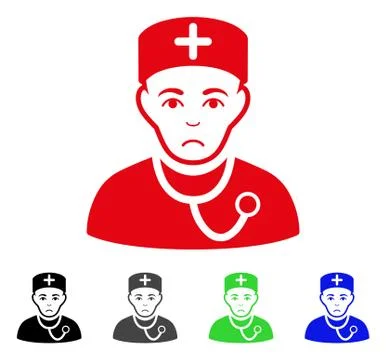 Sad Physician Vector Icon Stock Illustration