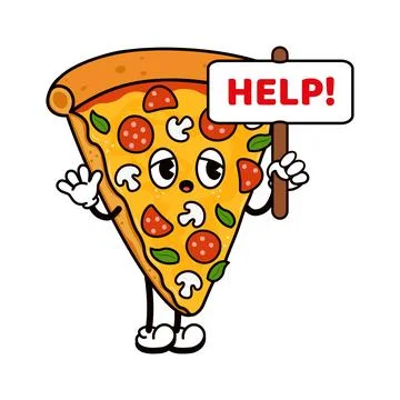 Sad pizza character asking for help concept Stock Illustration