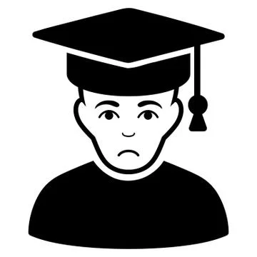 Sad Professor Black Icon Stock Illustration