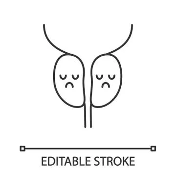 Sad prostate gland linear icon Illustrazione stock