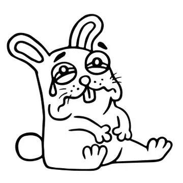 Sad rabbit in tears Stock Illustration