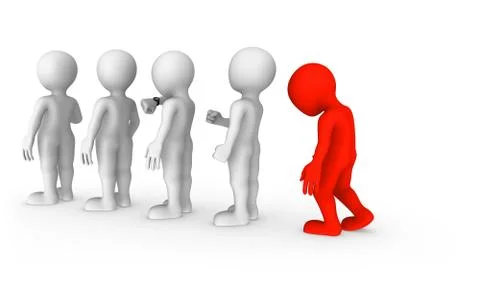 The sad red man stands in a queue. Stock Illustration