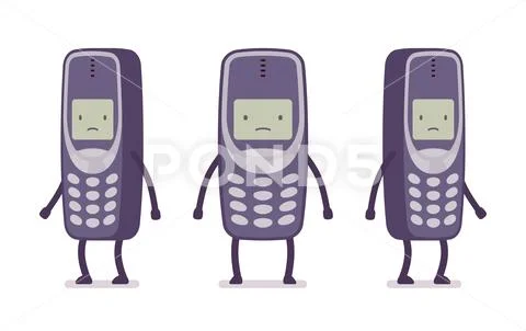 Sad retro cell phone Stock Illustration