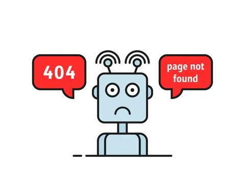 Sad robot like funny 404 error イラスト素材