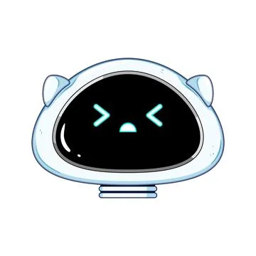 Sad robot head feeling pain or discomfort Stock Illustration