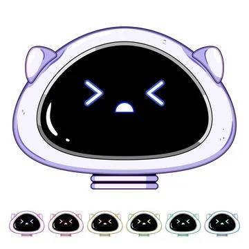 Sad robot head feeling pain or discomfort Stock Illustration