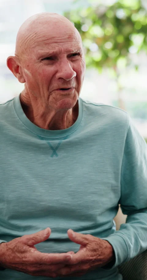 Sad, senior man and talking for counseling with grief, mourning loss and Stock Footage 333187859