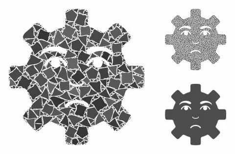 Sad service gear smiley Composition Icon of Rugged Elements 스톡 일러스트