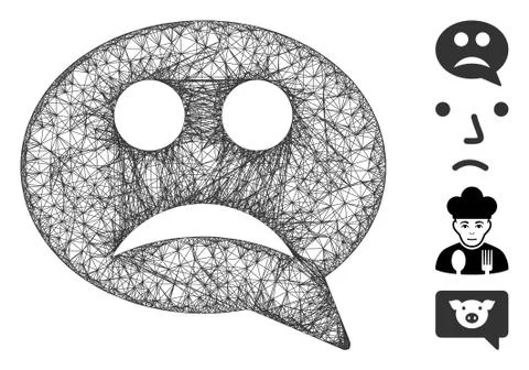Sad Smiley Message Web Vector Mesh Illustration Stock Illustration
