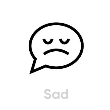 Sad social message icon. Editable line vector pictogram emotion bubble isolated 스톡 일러스트