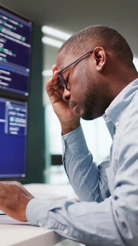 Sad Software Developer Frustrated By Coding Stock Footage 319349691