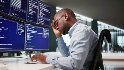 Sad Software Developer Frustrated By Coding Stock Footage 320260186