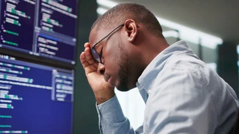 Sad Software Developer Frustrated By Coding Stock Footage 321158515