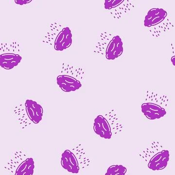 Sad stormy clouds mood glyph seamless pattern Stock Illustration