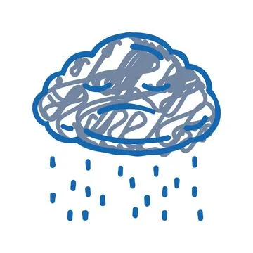 Sad stormy clouds mood icon doodle illustration Stock Illustration