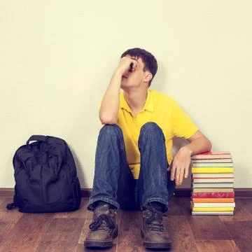 Sad Student on the Floor Foto stock