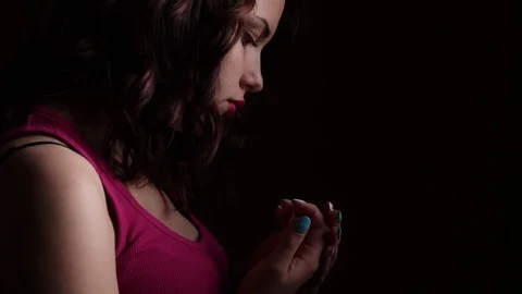 Sad teen girl thinking of something. Stock Footage