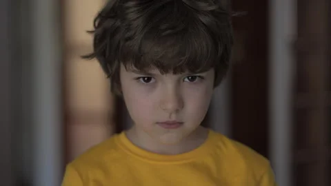 Sad Thinking Curiosity Child Looking at Camera. Face Eyes Serious Contempla.. 스톡 동영상 305706064