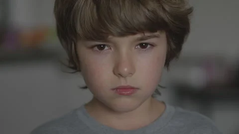 Sad Thinking Curiosity Child Looking at Camera. Face Eyes Serious Contempla.. Video stock 317719239