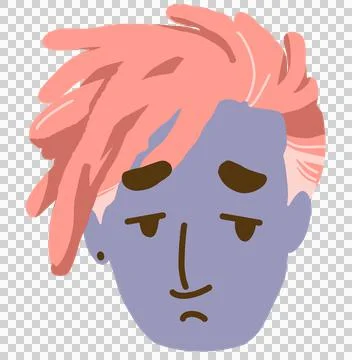 Sad tired cry face diversity people head icon hadn drawing illustration Stock Illustration
